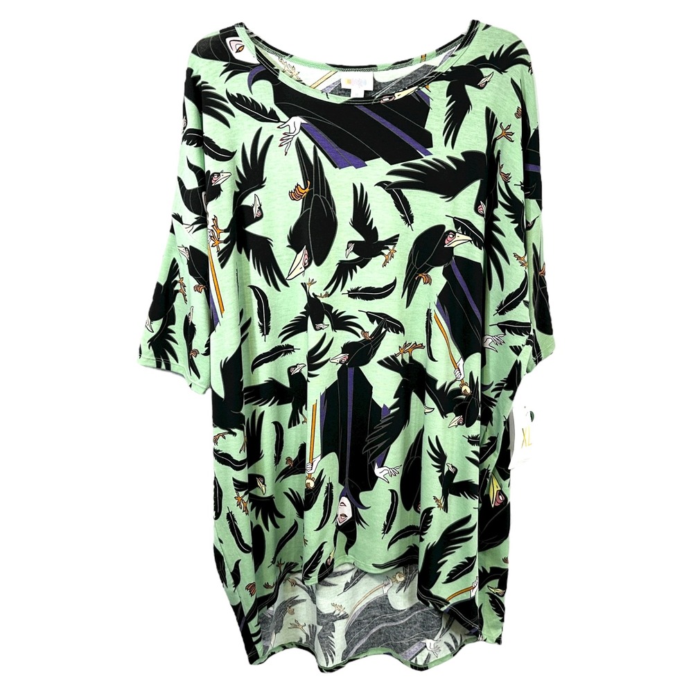 LuLaRoe XL Irma Tunic Top Disney Adult Villains Maleficent Green Black NWT 934‎